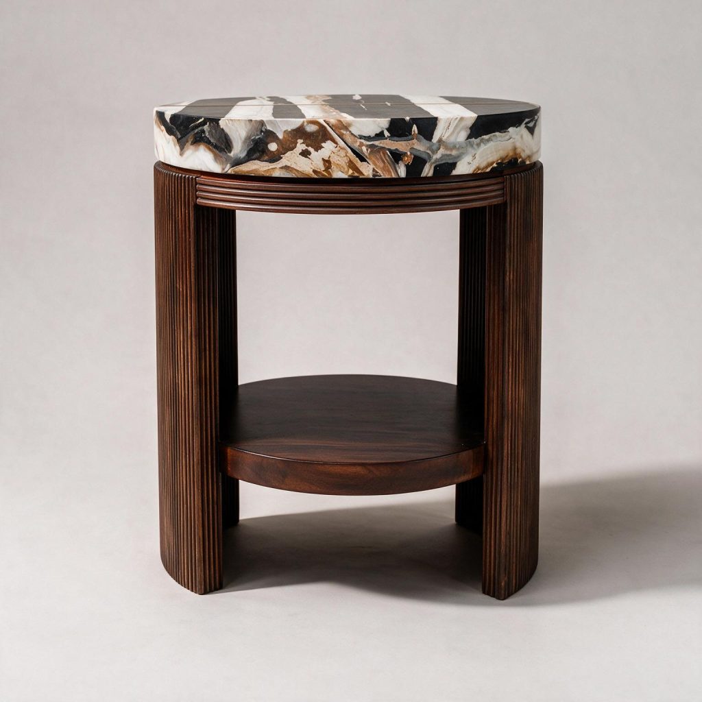 Safari Side Table With Marble Top
