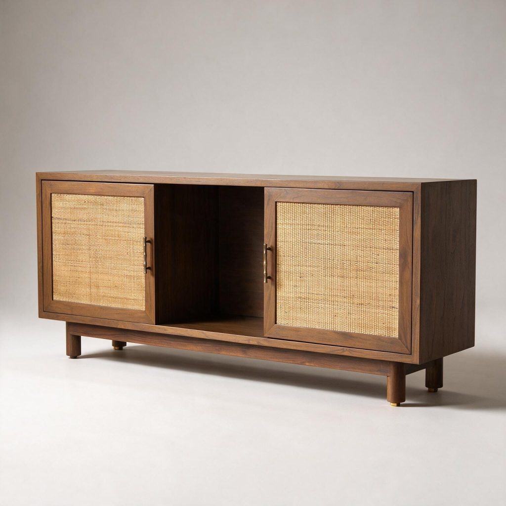 Sri Rattan and Wood Credenza