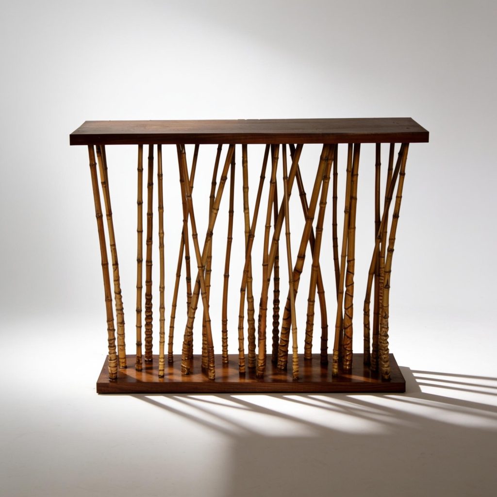 Bamboo and Wood Console Table