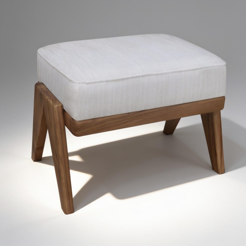Bluebird Footstool in Teak with Upholstery