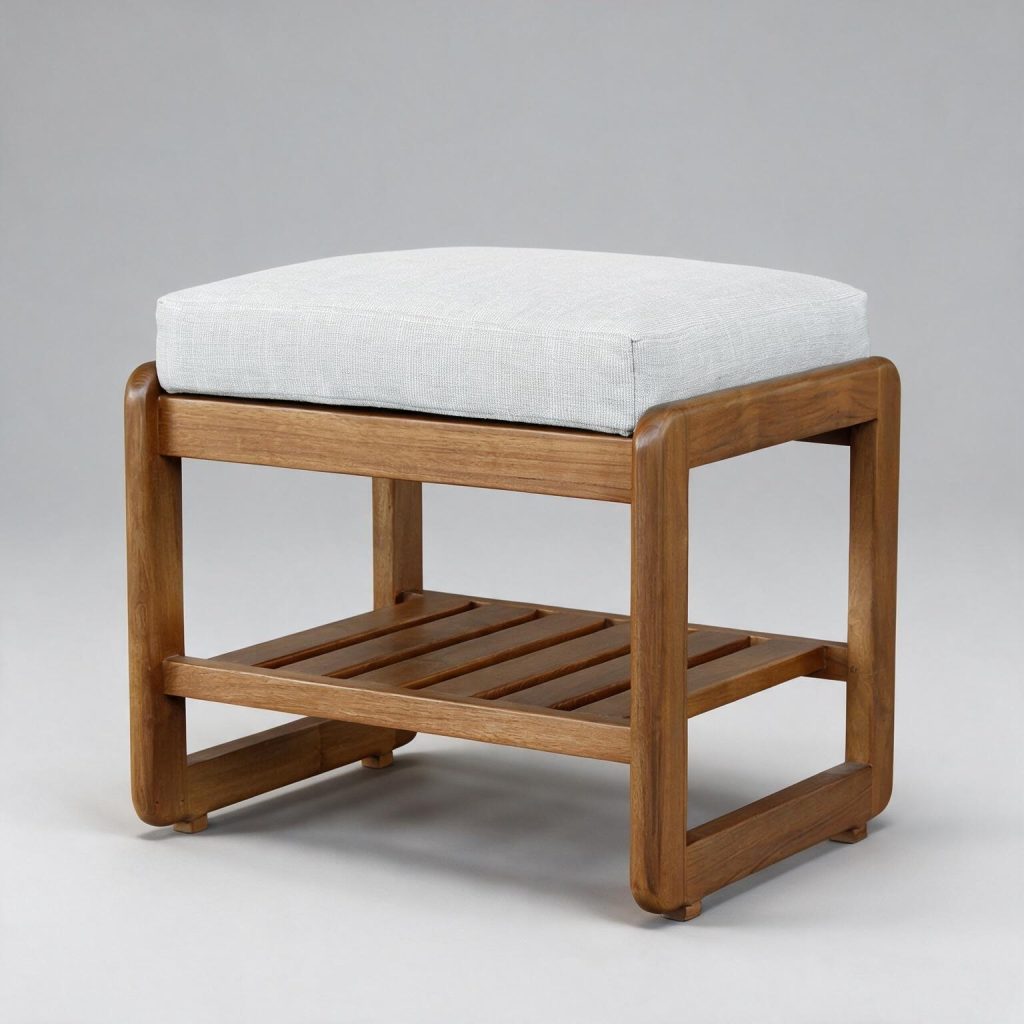 Bluebird Stool in Teak with Upholstery