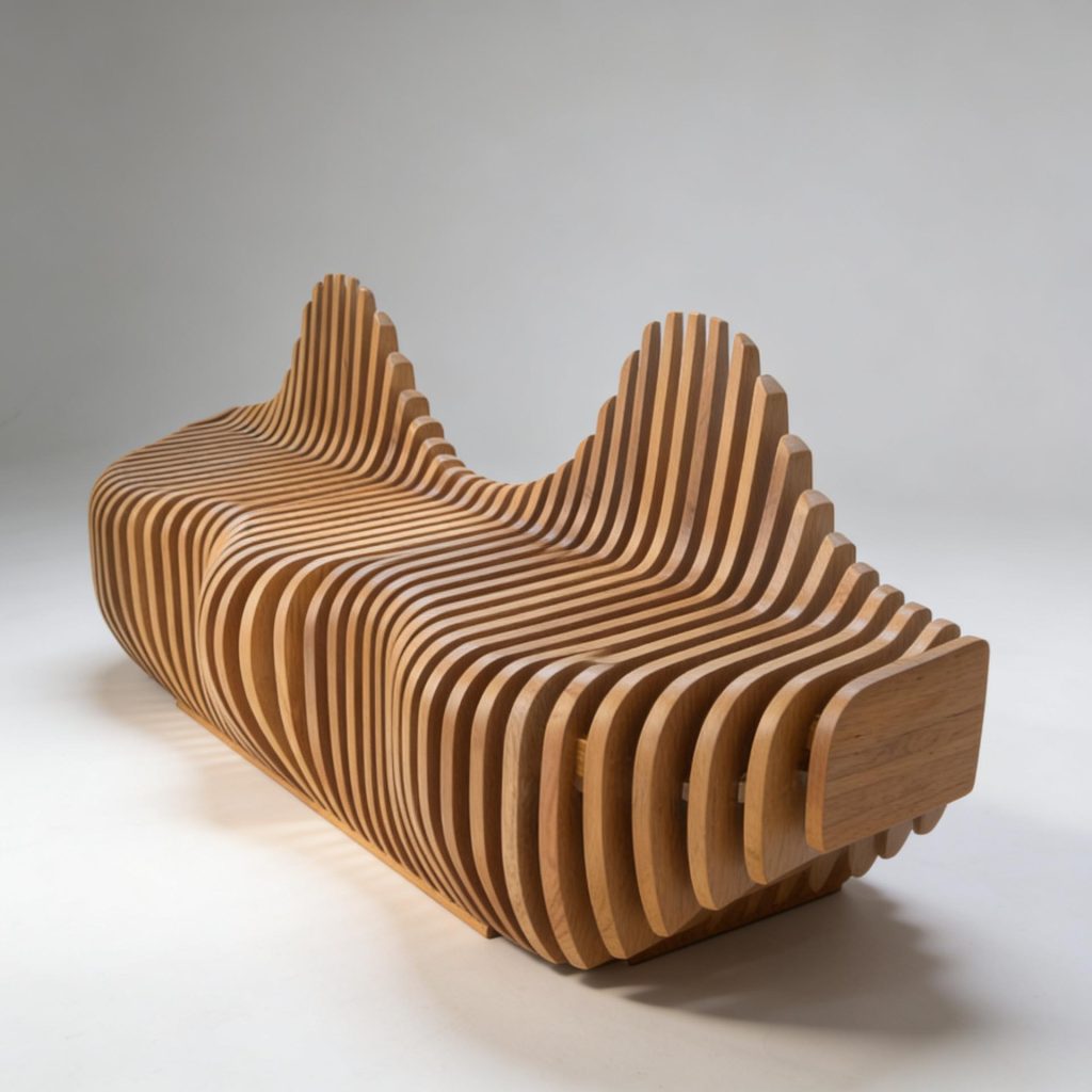 Luna Slatted Wooden Bench
