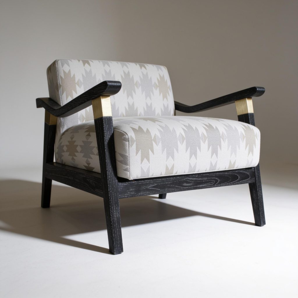 Myles Wood and Rattan Lounge Chair
