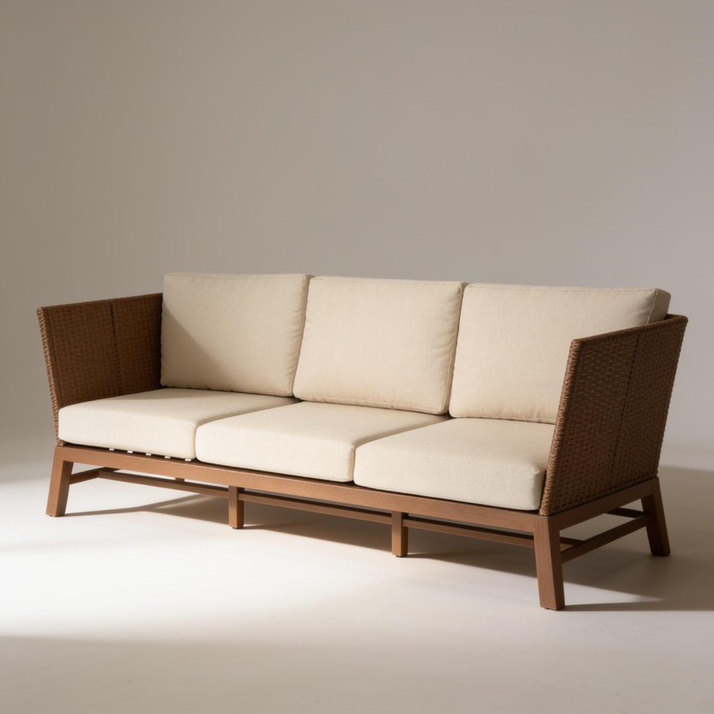 Kit High Sided Rattan Sofa With Upholstery