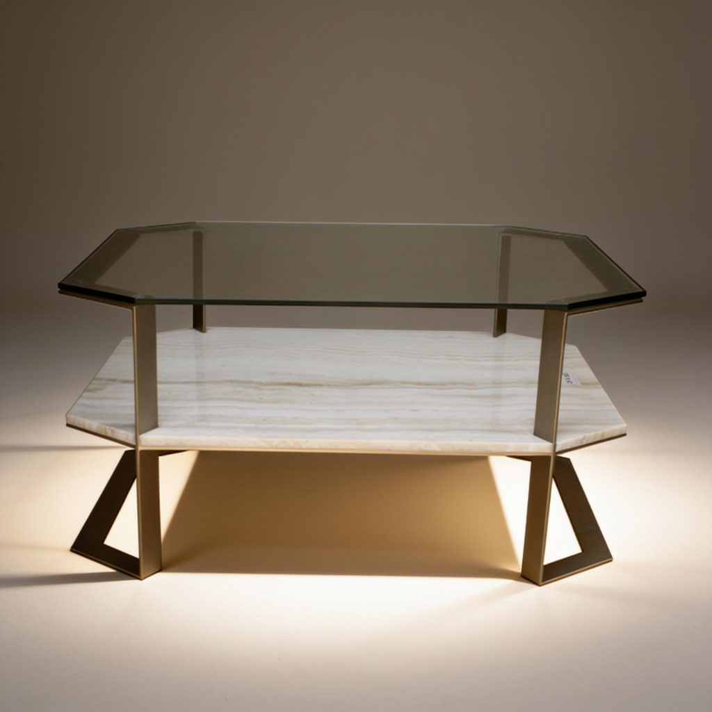 Lots Glass, Marble and Metal Side Table