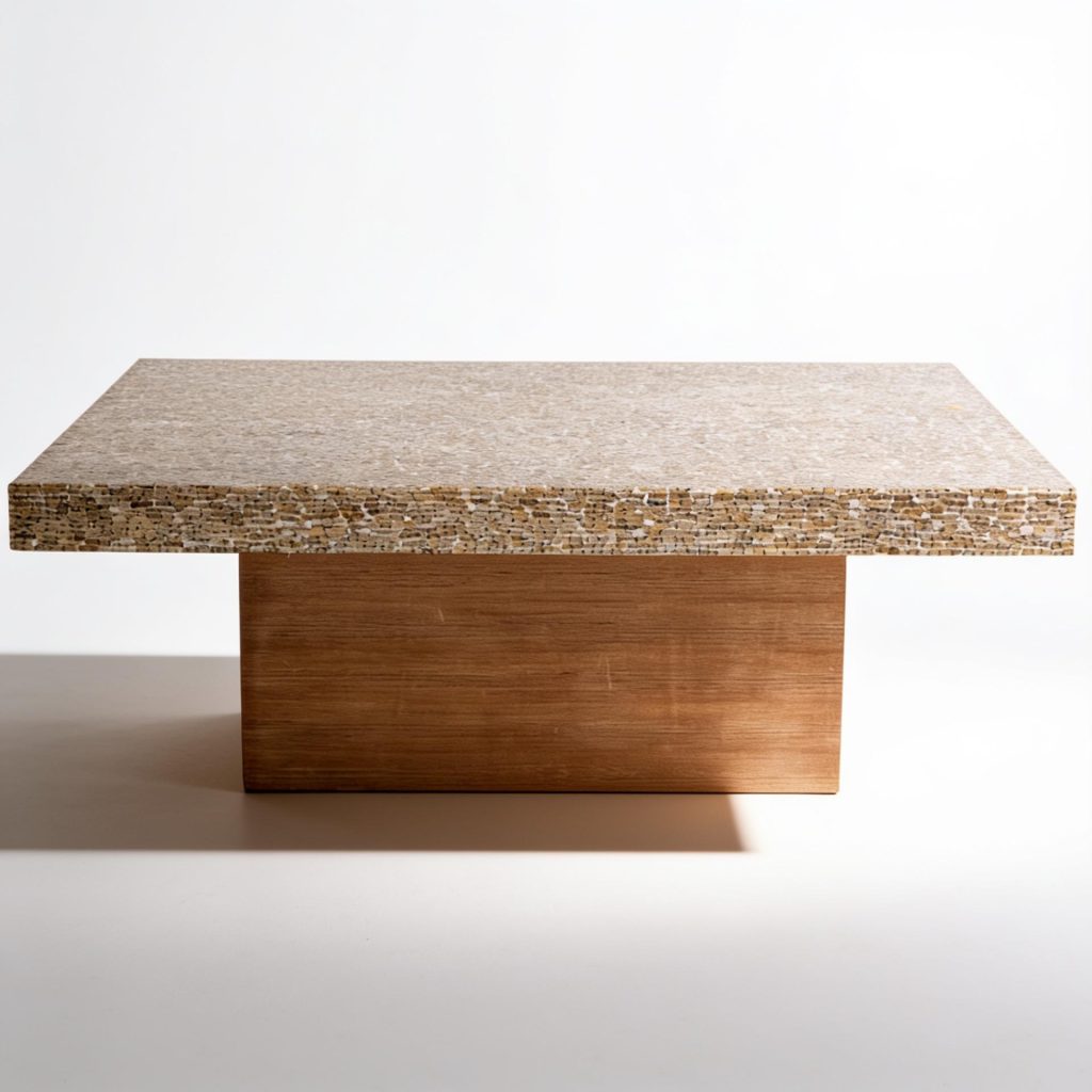 Tilly Water Bamboo Resin Coffee Tableon a Wood Base