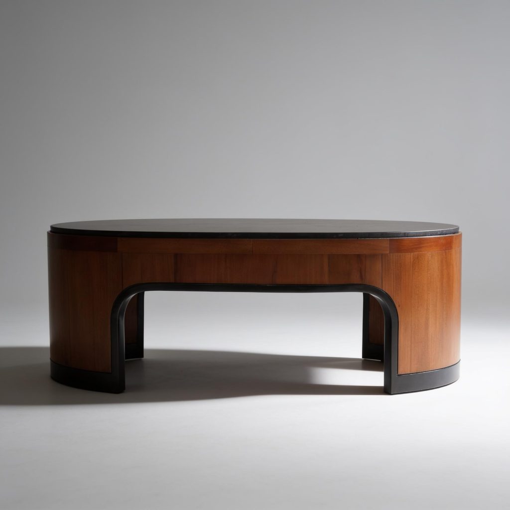 Venetia Round Wood and Stone Topped Coffee Table