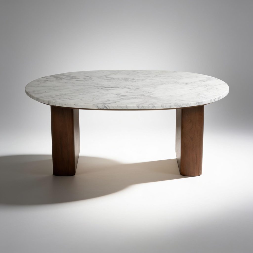Annabel Marble and Wood Dining Room Table