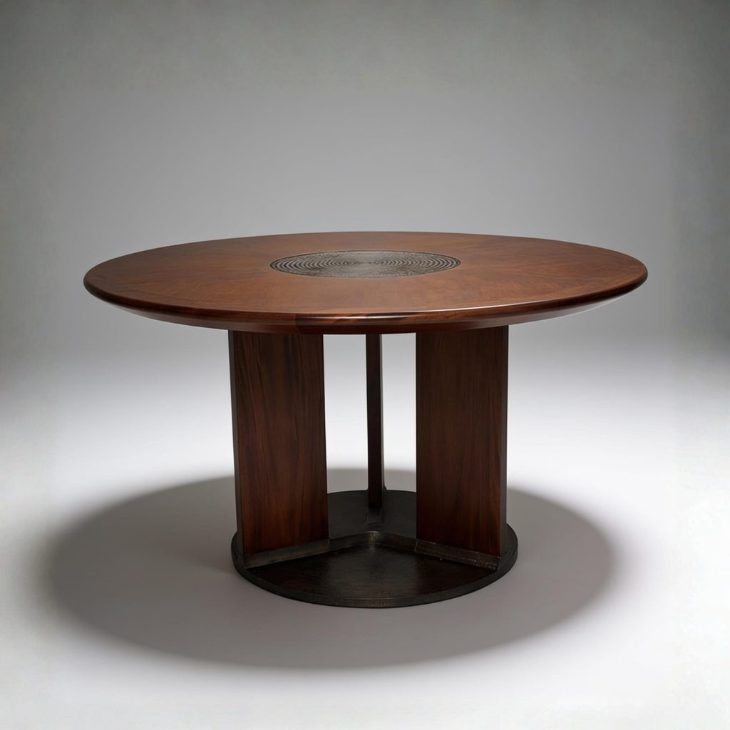 Chris Round Wood Table With Metal Insert