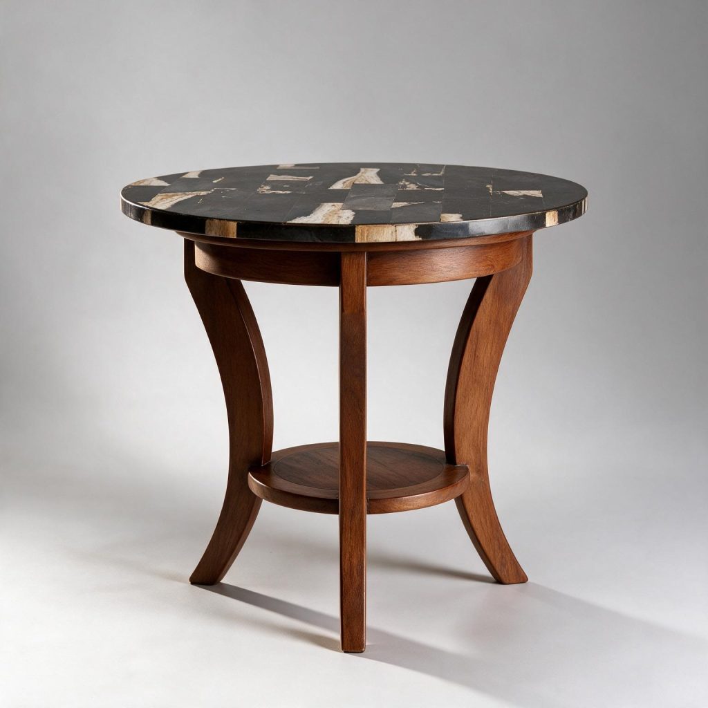 Annie Marble and Wood Side Table