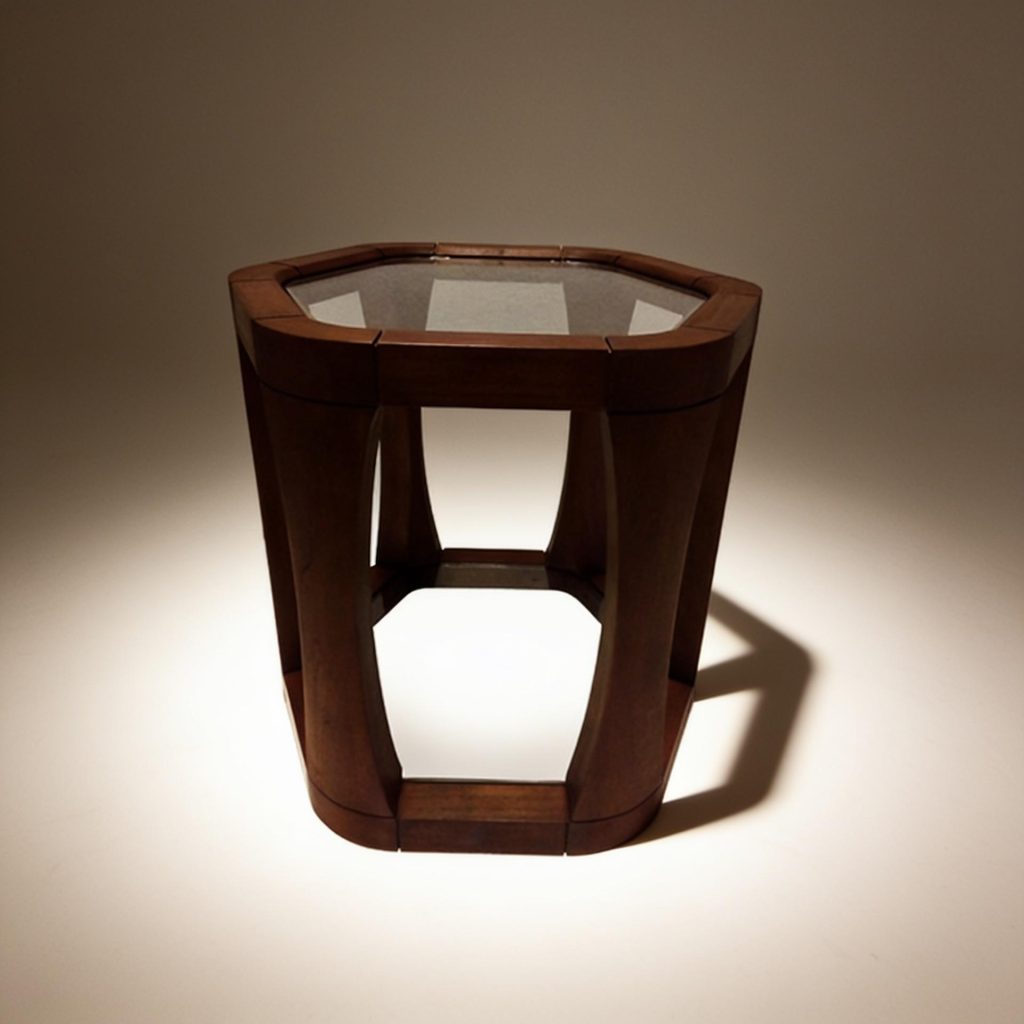 Gilli Hexagon Wood and Glass Side Table