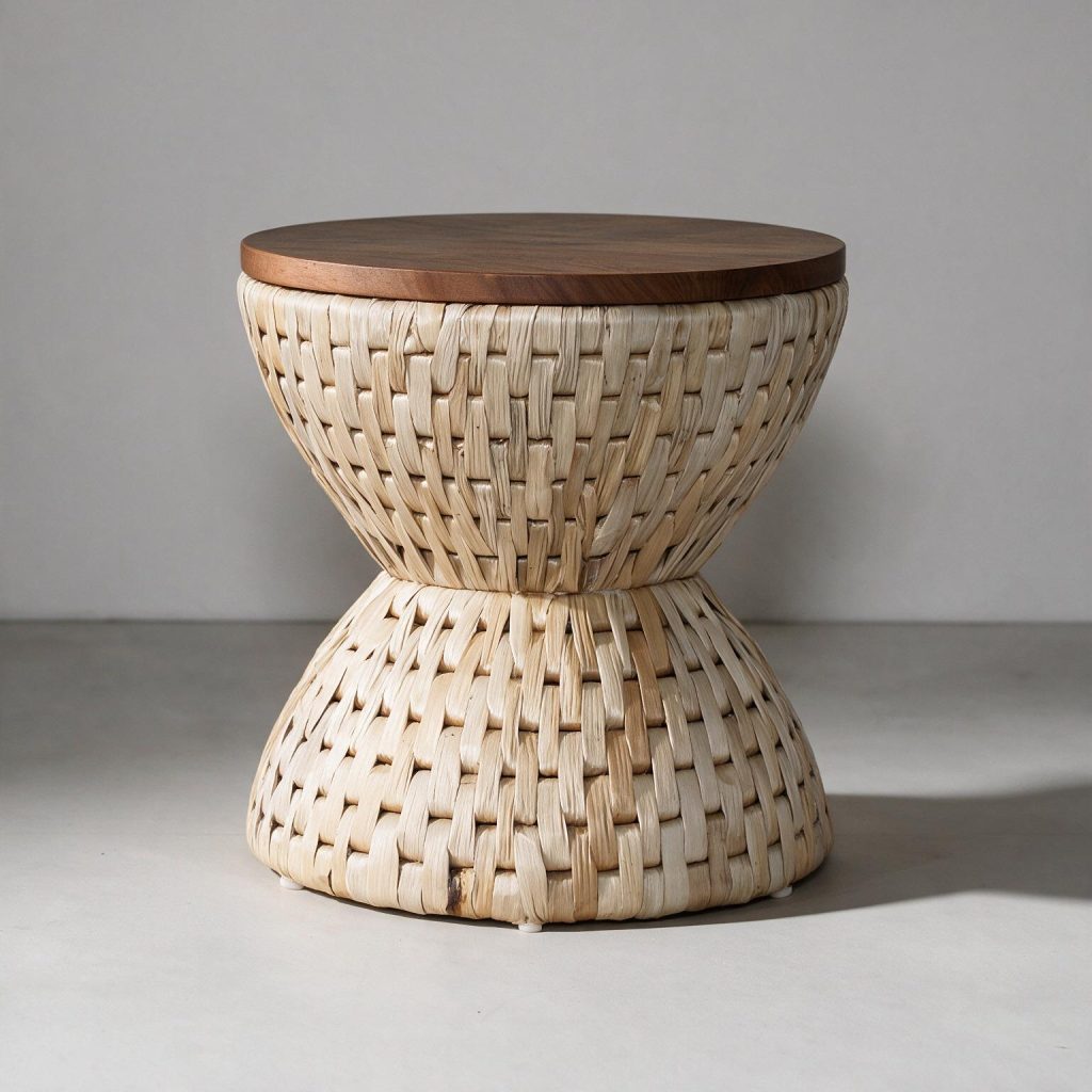 Water Hyacinth Drum Side Table