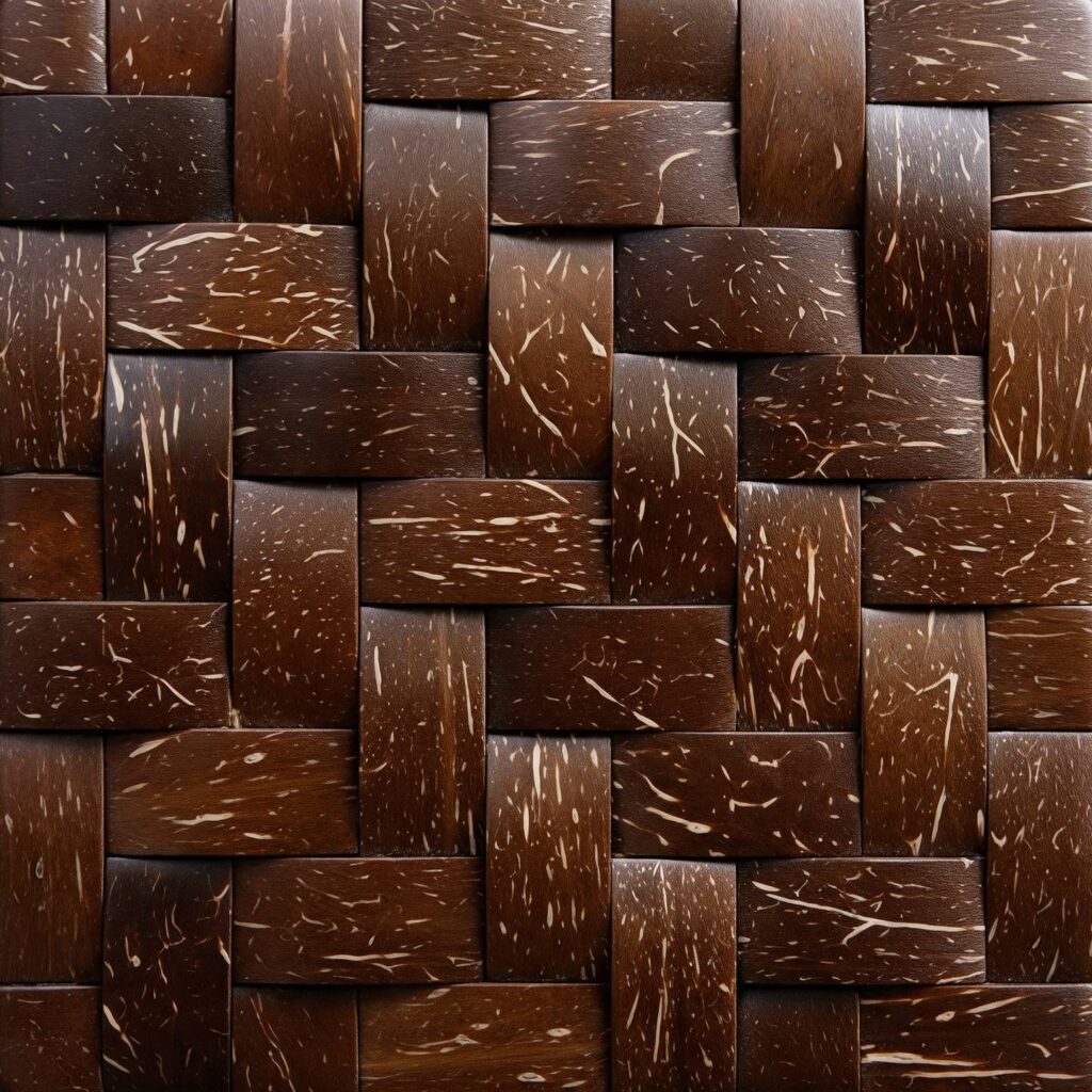 Brown Coconut Shell Woven Polished